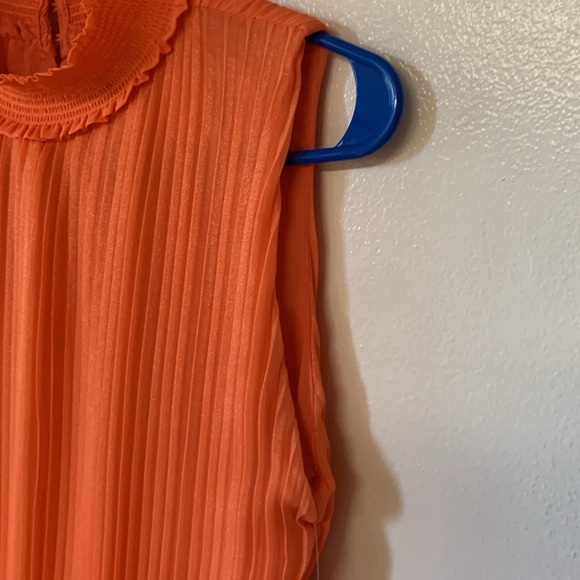 Nanette Lepore High Neck Sleeveless Pleated Vivid Coral Dress: Size 6 NWT - Picture 6 of 14